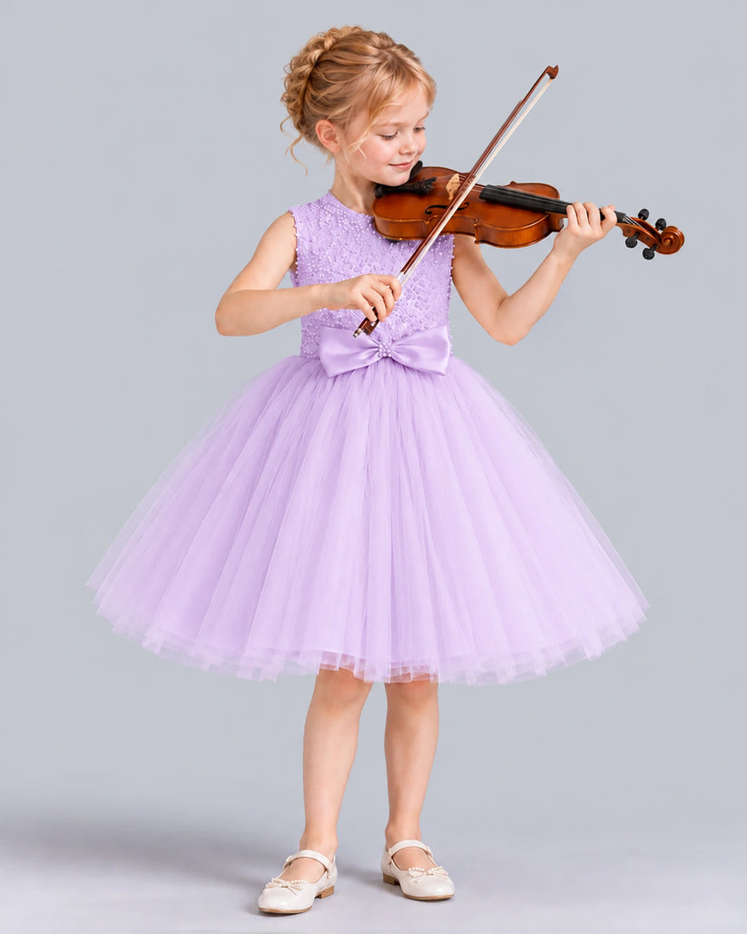 Lilac Ball Gown Girls Formal Dress Front