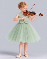 Sage Green Ball Gown Girls Formal Dress Front