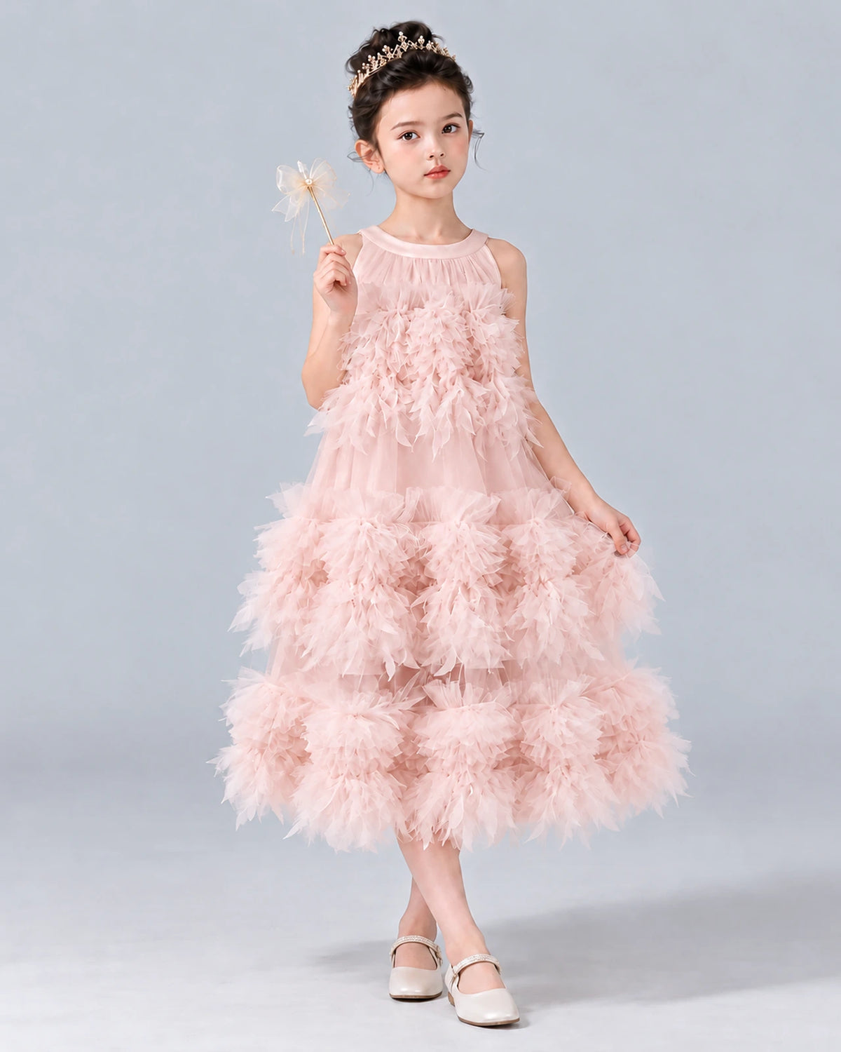 Blush Pink A-line Girls Formal Dress Front