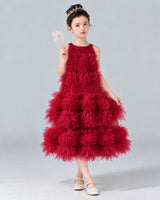 Burgundy A-line Girls Formal Dress Front