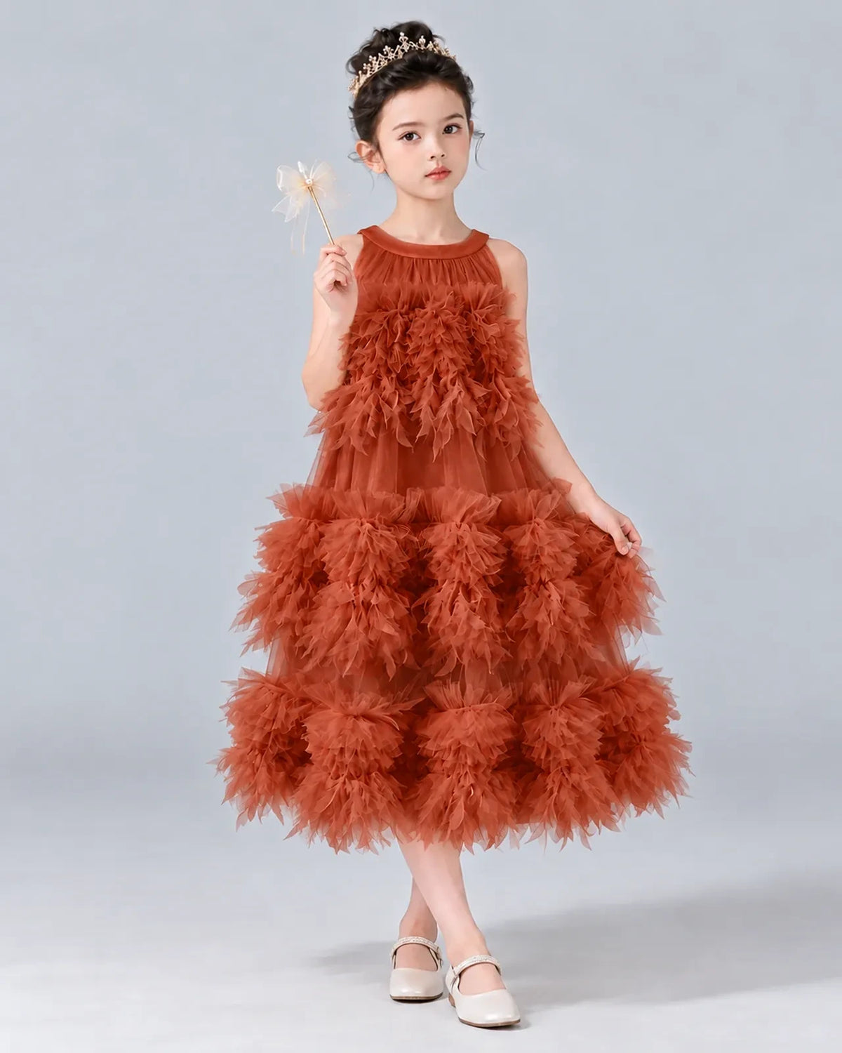 Burnt Orange A-line Girls Formal Dress Front
