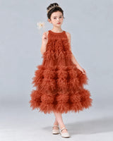 Burnt Orange A-line Girls Formal Dress Front