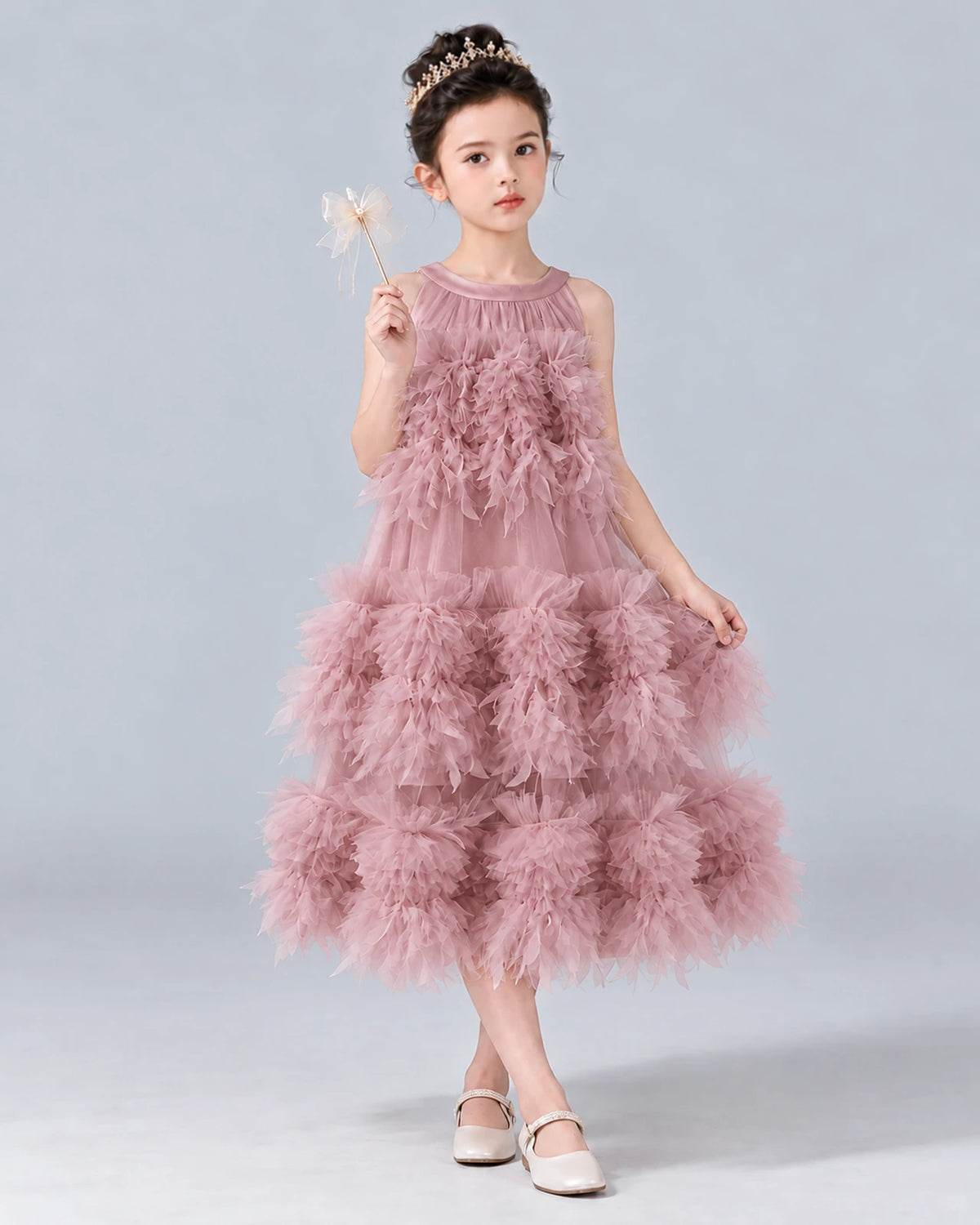Dusty Rose A-line Girls Formal Dress Front