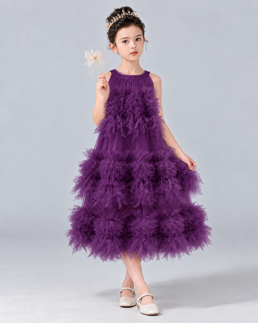 Grape A-line Girls Formal Dress Front