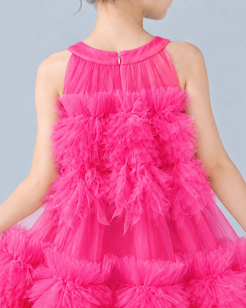 Hot Pink A-line Girls Formal Dress Back_Detail [Shared]