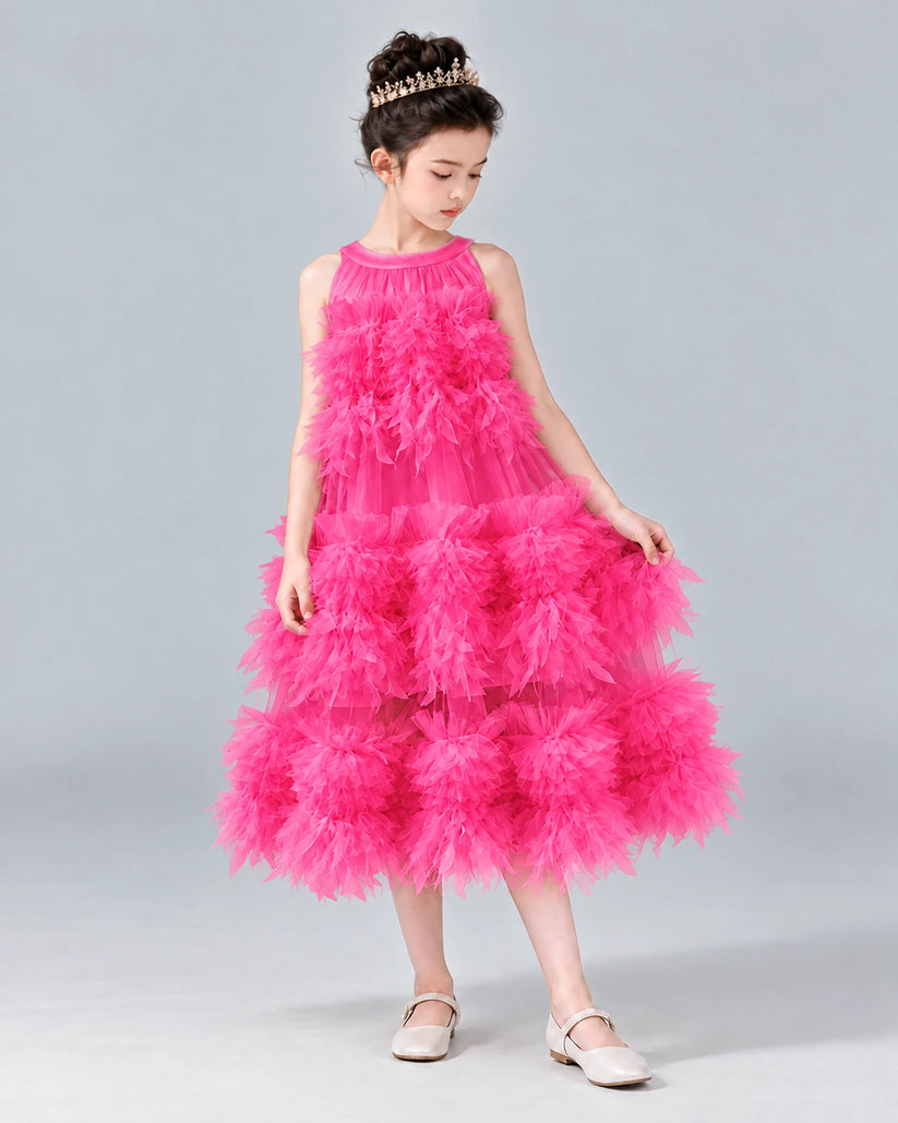 Hot Pink A-line Girls Formal Dress Pose [Shared]