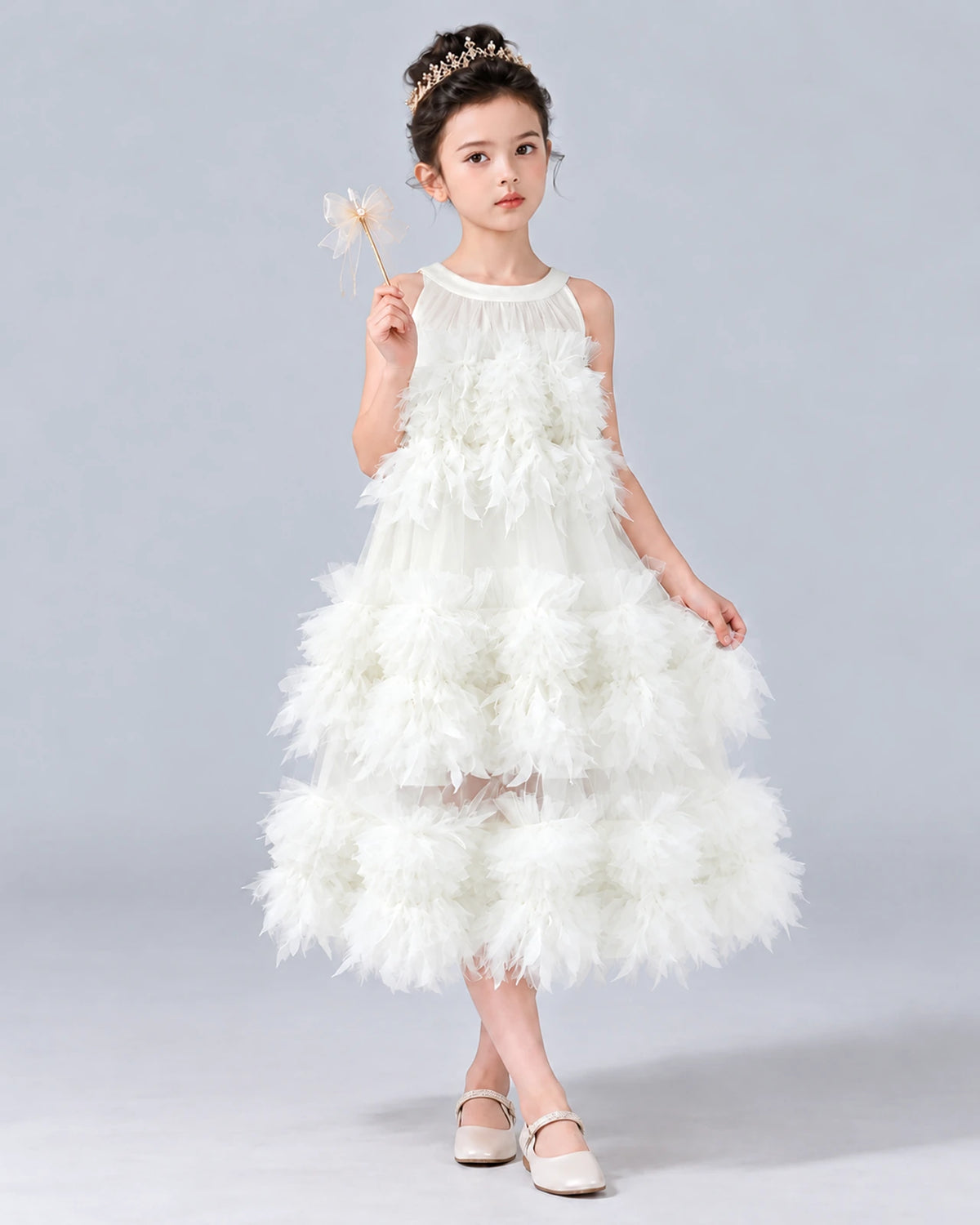 Ivory A-line Girls Formal Dress Front