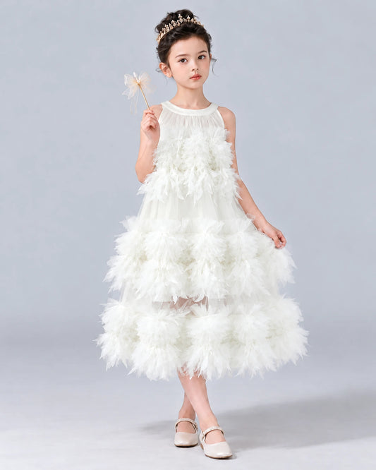 Ivory A-line Girls Formal Dress Front