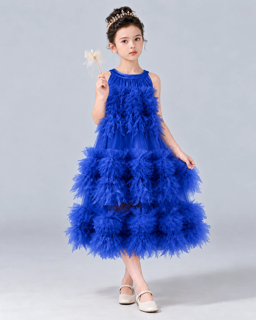 Royal Blue A-line Girls Formal Dress Front