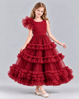 Burgundy Ball Gown Girls Formal Dress Front