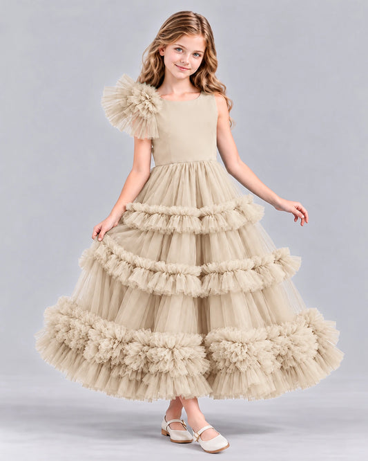 Champagne Ball Gown Girls Formal Dress Front
