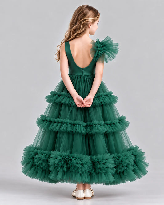 Dark Green Ball Gown Girls Formal Dress Back [Shared]