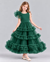 Dark Green Ball Gown Girls Formal Dress Front