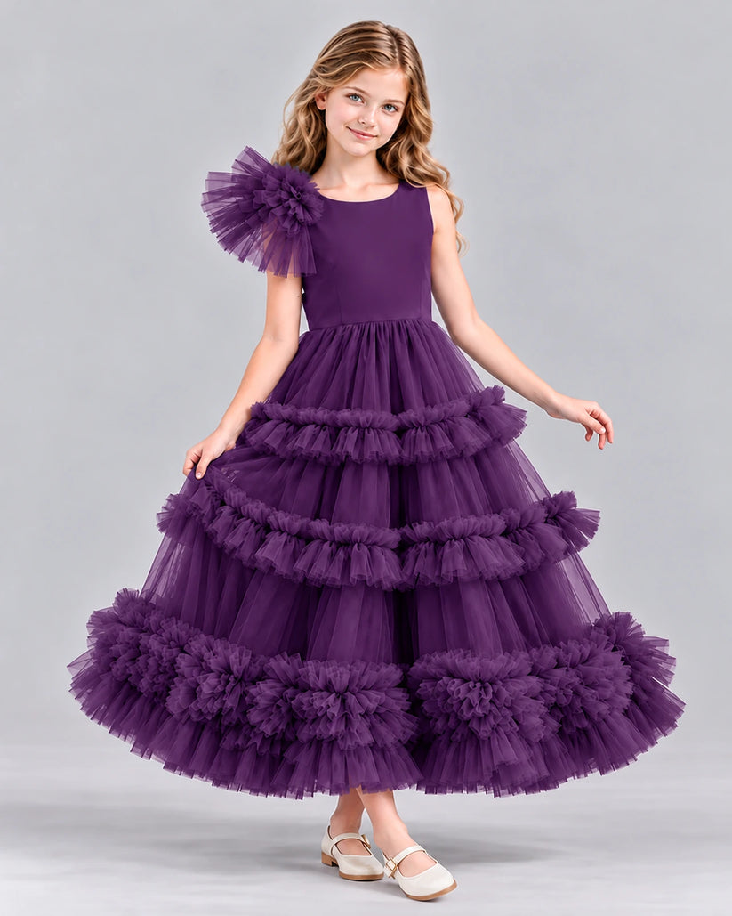 Grape Ball Gown Girls Formal Dress Front