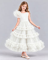 Ivory Ball Gown Girls Formal Dress Front
