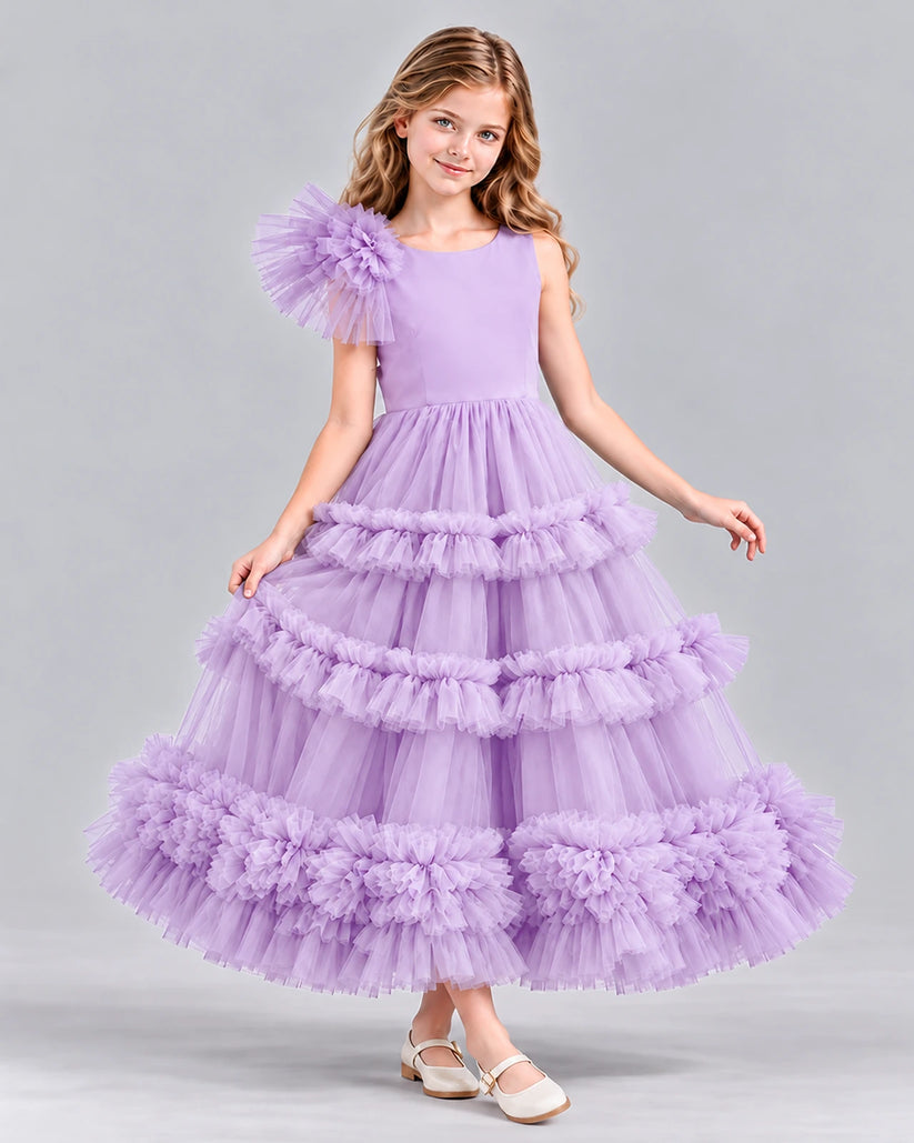 Lilac Ball Gown Girls Formal Dress Front