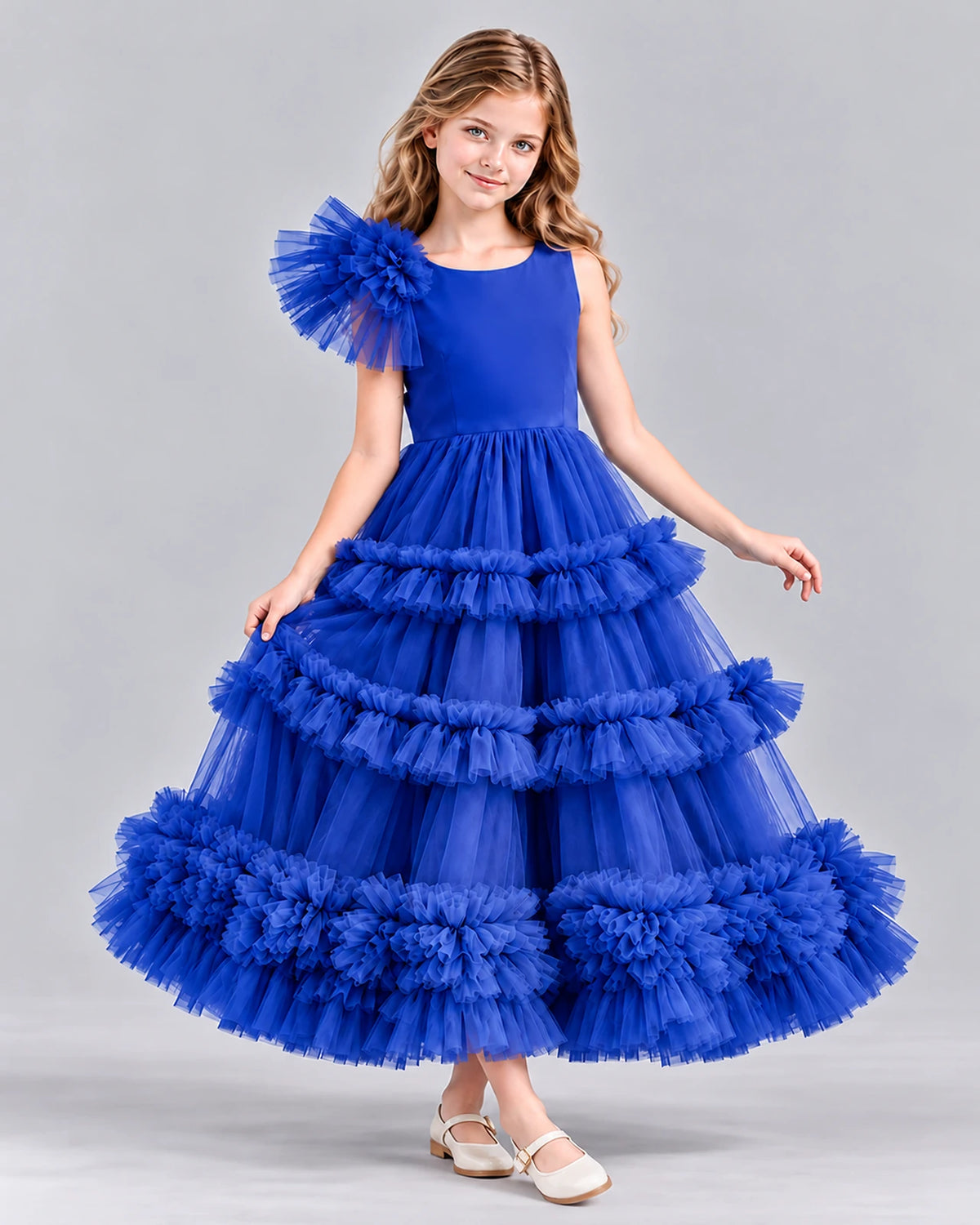 Royal Blue Ball Gown Girls Formal Dress Front