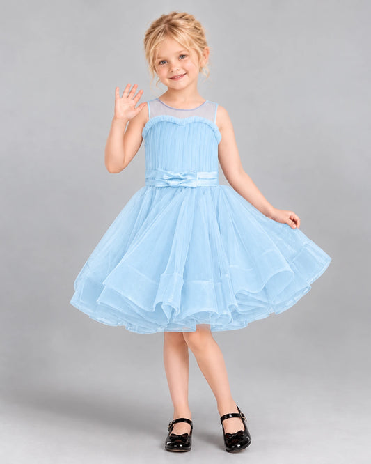 Baby Blue Ball Gown Girls Formal Dress Front