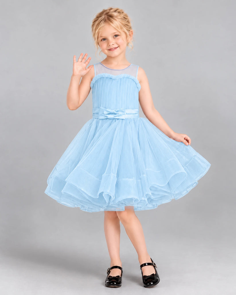 Baby Blue Ball Gown Girls Formal Dress Front