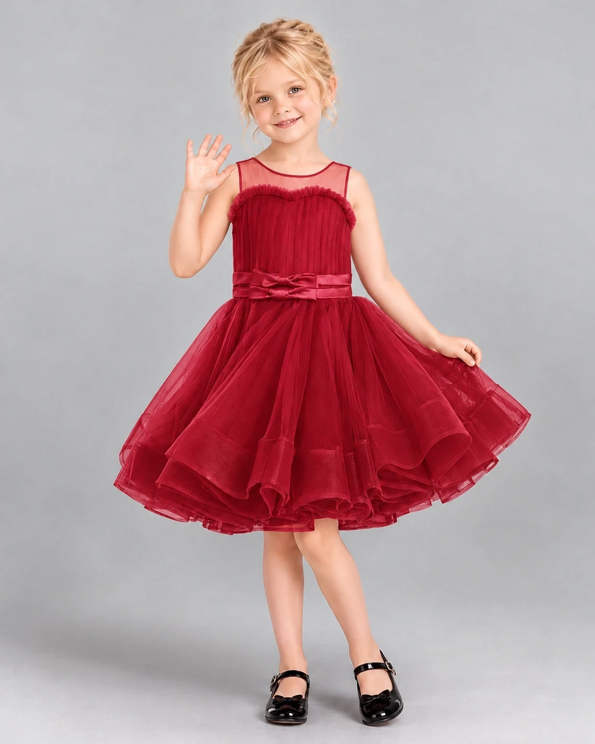 Burgundy Ball Gown Girls Formal Dress Front