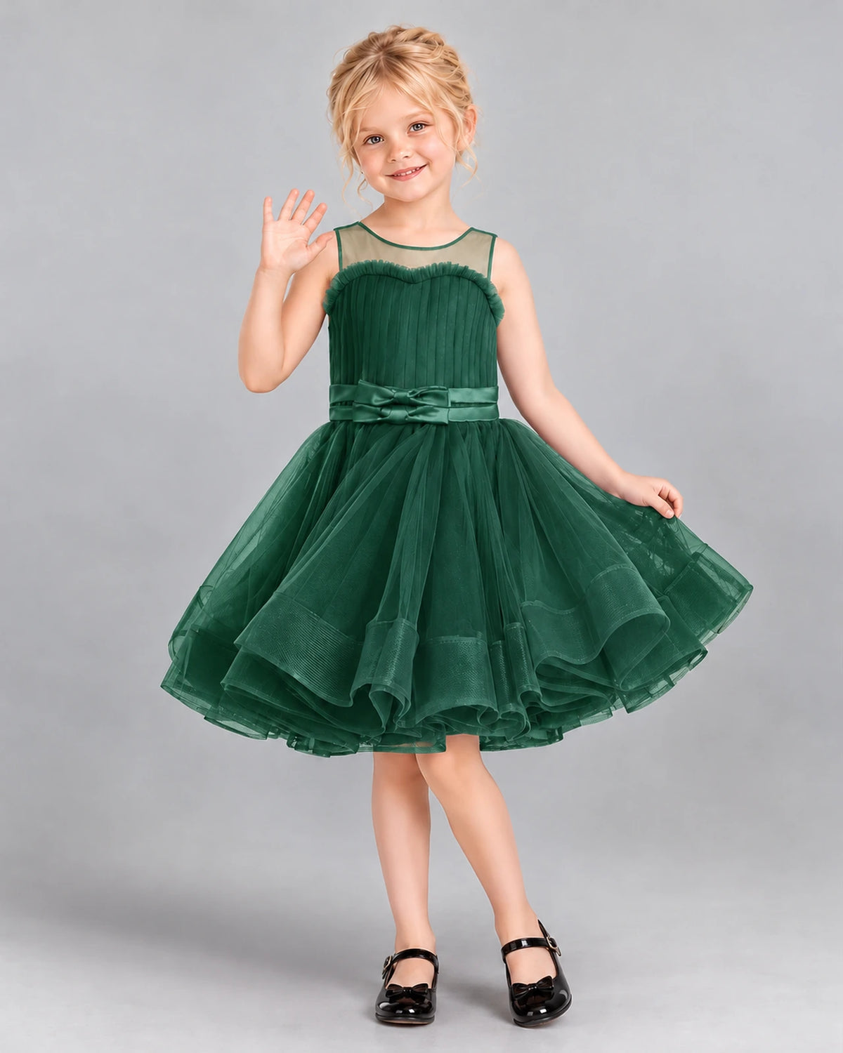 Dark Green Ball Gown Girls Formal Dress Front