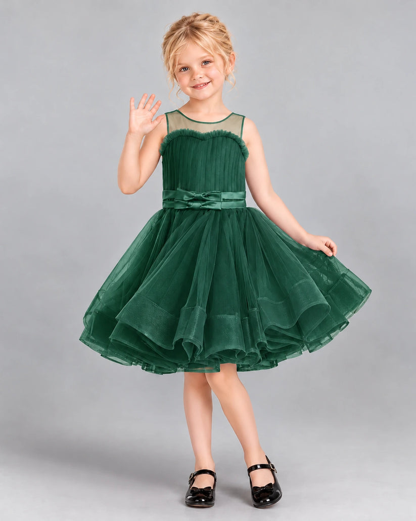 Dark Green Ball Gown Girls Formal Dress Front