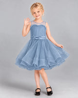Dusty Blue Ball Gown Girls Formal Dress Front