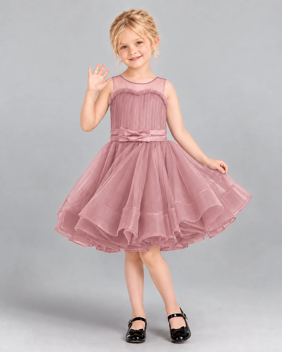 Dusty Rose Ball Gown Girls Formal Dress Front