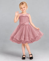Dusty Rose Ball Gown Girls Formal Dress Front