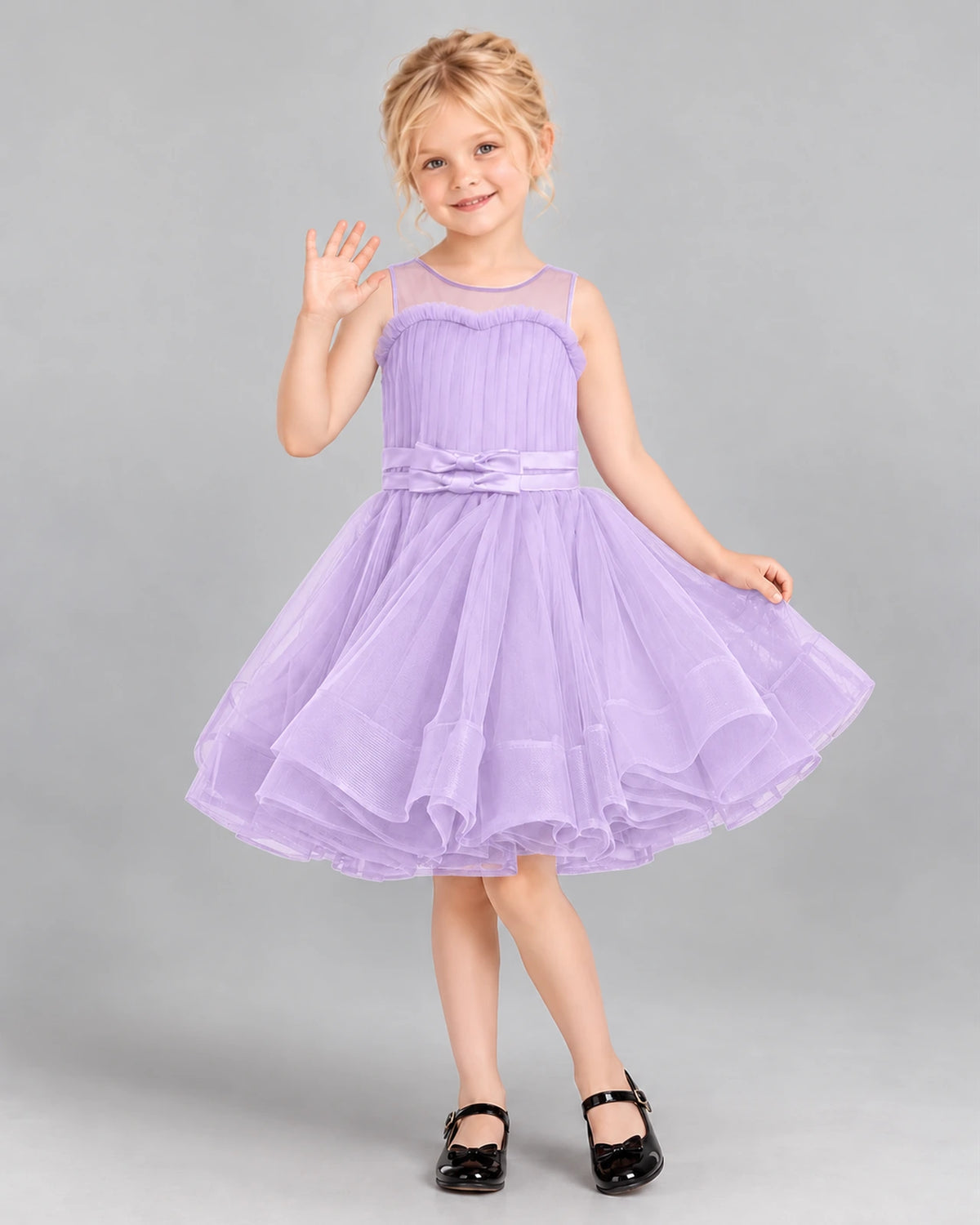Lilac Ball Gown Girls Formal Dress Front
