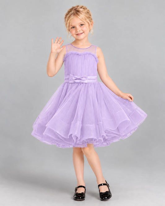 Lilac Ball Gown Girls Formal Dress Front