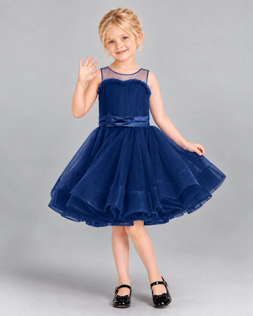 Navy Blue Ball Gown Girls Formal Dress Front