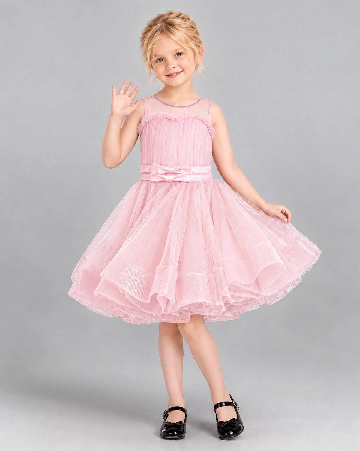 Pink Ball Gown Girls Formal Dress Front