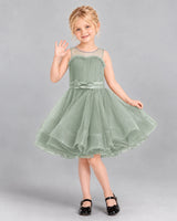 Sage Green Ball Gown Girls Formal Dress Front