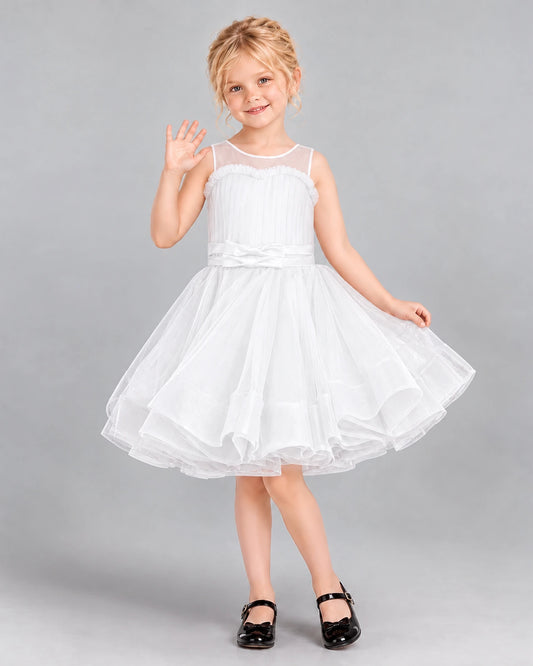 White Ball Gown Girls Formal Dress Front