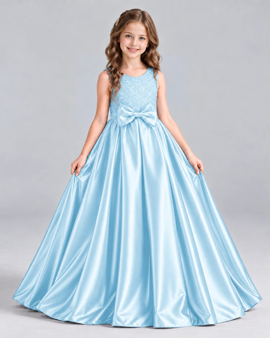 Baby Blue Ball Gown Girls Formal Dress Front