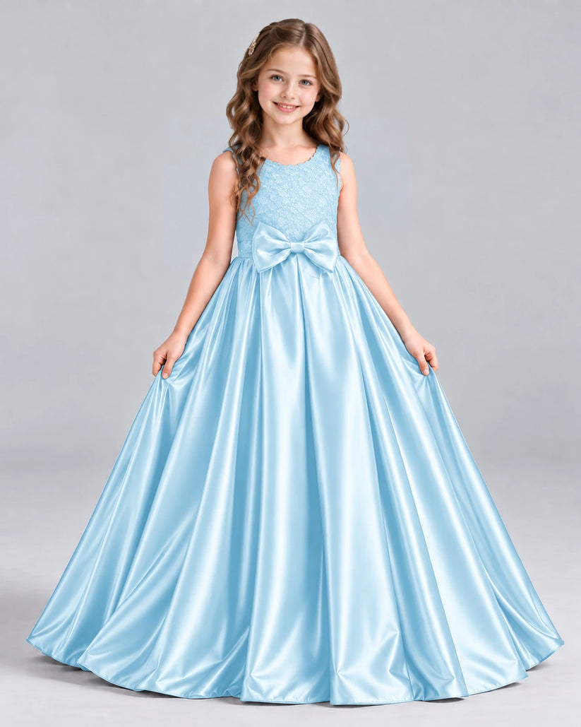 Baby Blue Ball Gown Girls Formal Dress Front