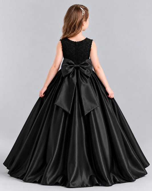 Black Ball Gown Girls Formal Dress Back [Shared]