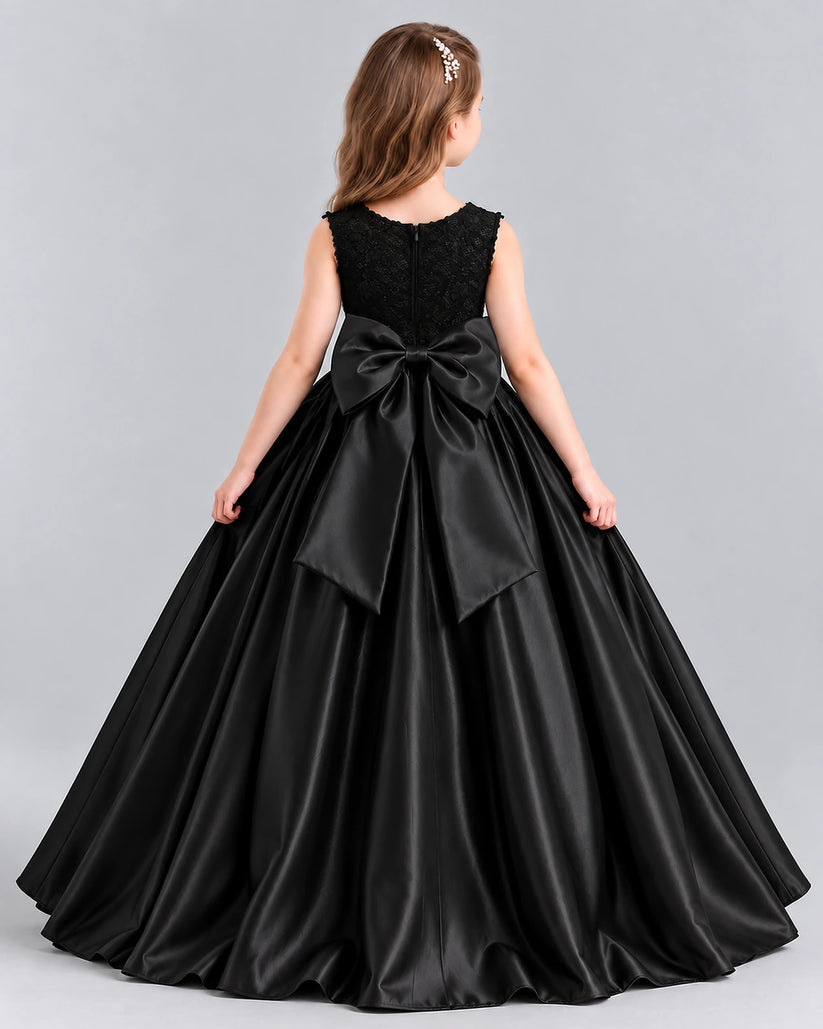 Black Ball Gown Girls Formal Dress Back [Shared]
