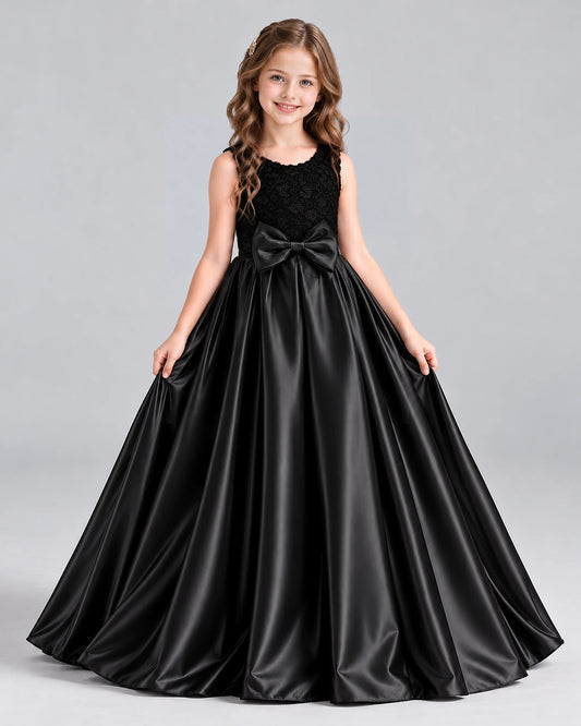 Black Ball Gown Girls Formal Dress Front