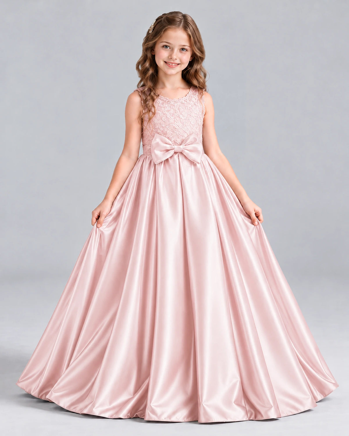 Blush Pink Ball Gown Girls Formal Dress Front