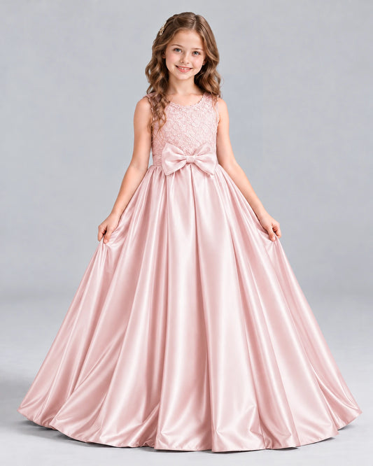 Blush Pink Ball Gown Girls Formal Dress Front