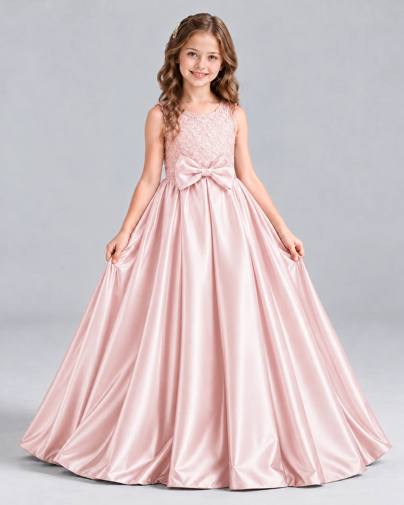 Blush Pink Ball Gown Girls Formal Dress Front