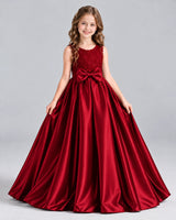 Burgundy Ball Gown Girls Formal Dress Front