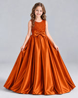 Burnt Orange Ball Gown Girls Formal Dress Front