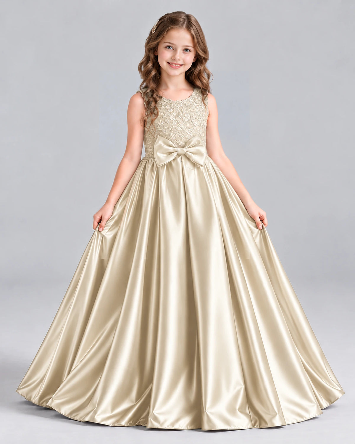 Champagne Ball Gown Girls Formal Dress Front
