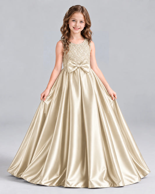 Champagne Ball Gown Girls Formal Dress Front