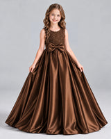 Chocolate Ball Gown Girls Formal Dress Front