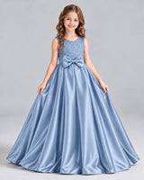 Dusty Blue Ball Gown Girls Formal Dress Front