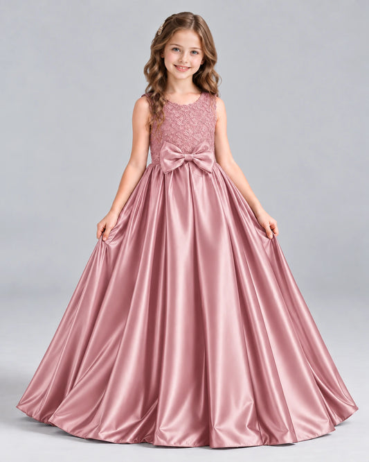Dusty Rose Ball Gown Girls Formal Dress Front